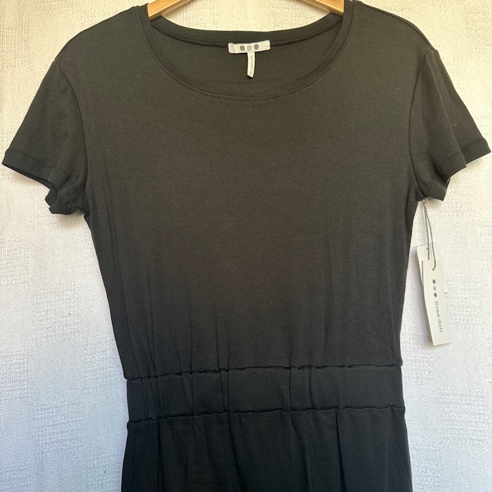 Three Dots Curved Hem Tee Cotton Dress - Picture 3 of 6